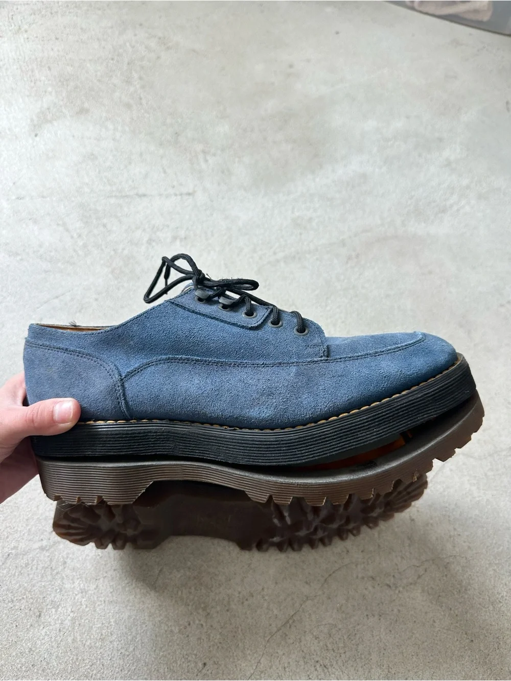 Dr. Martens Blue Suede Lace-Up Derby Shoes